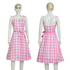 2023 Movie Barbie Cosplay Margot Robbie Barbie Cosplay Costume Pink Plaid Dress