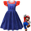 The Super Mario Cosplay Costume Mario Bros. Suit Peach Princess Dress