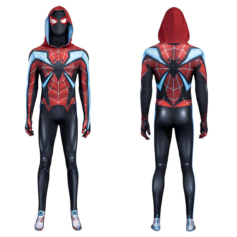 White PS5 Miles Morales Spiderman Cosplay Costume Spandex Bodysuits  Hallween UK