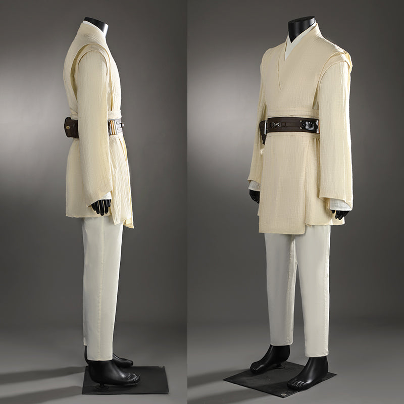 Obi-Wan Kenobi Cosplay Costume Attack of The Clones White Suit Halloween Outfit