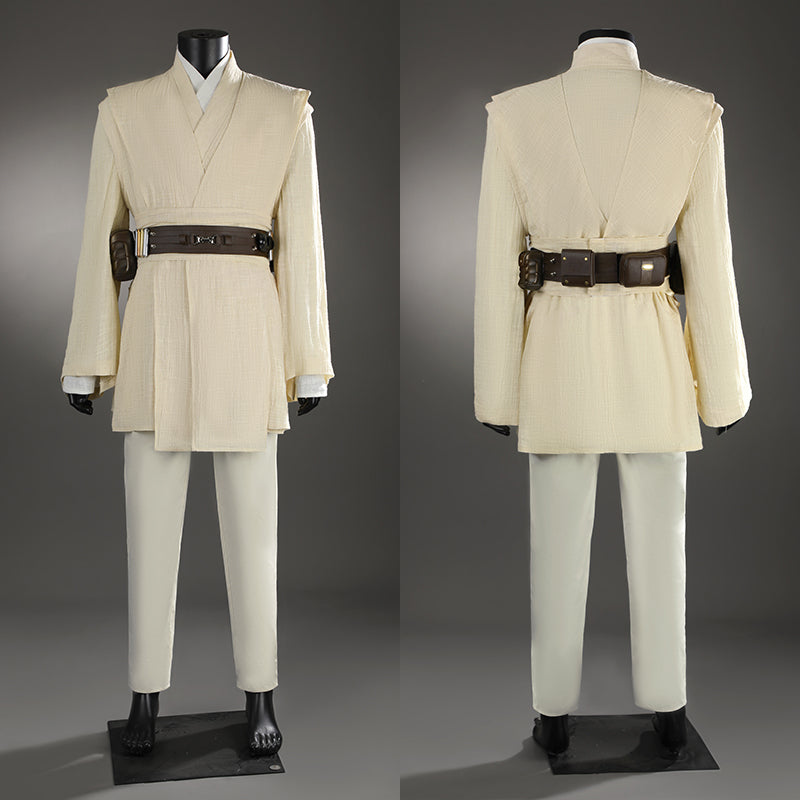 Obi-Wan Kenobi Cosplay Costume Attack of The Clones White Suit Halloween Outfit