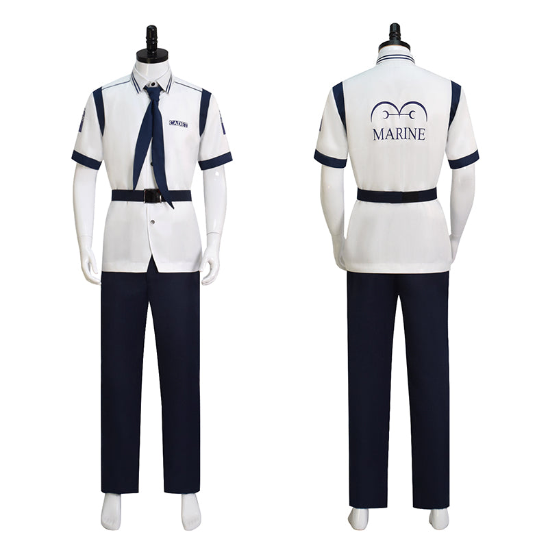 One Piece Coby Cosplay Costume Live Action Koby Marine Uniform Short Sleeve Version