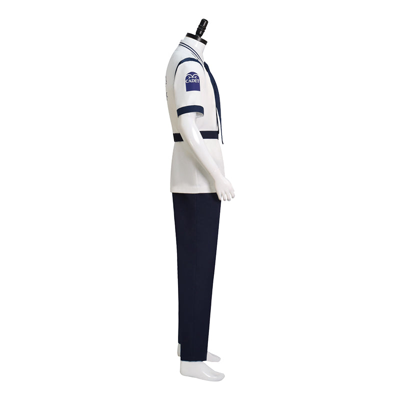 One Piece Coby Cosplay Costume Live Action Koby Marine Uniform Short Sleeve Version