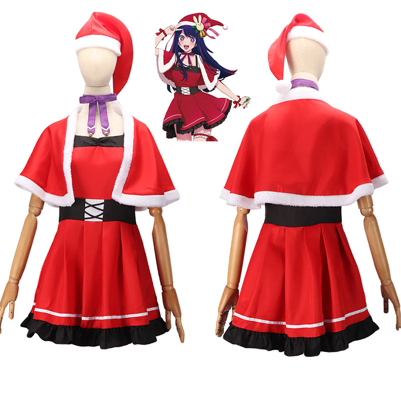 Oshi no Ko Christmas Dress Anime Hoshino Ai Cosplay Costume Christmas Red Suit