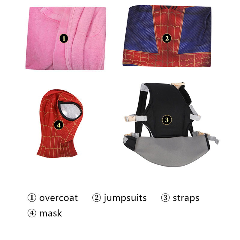 Spider-Man: Across The Spider-Verse Cosplay Costume Peter Parker Pink Robe Jumpsuit