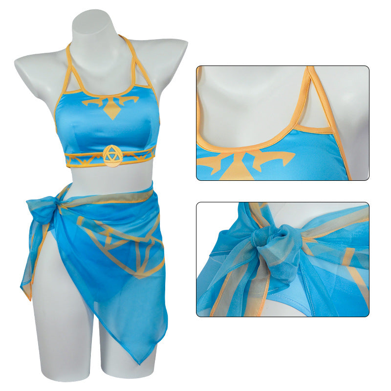 Tears of The Kingdom Cosplay Princess Zelda Swimsuit Costume Summer Wear Bikini