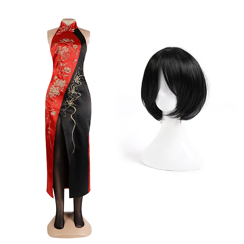 Re4 Ada Costume Resident Evil 4 Remake Ada Wong Cosplay Chinese Red Dress Wigs Outfit