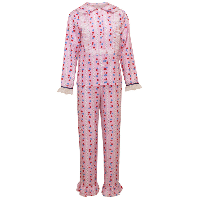 The Exorcist Regan Cosplay Costume Regan MacNeil Pink Top Pants Pajamas Halloween Outfit