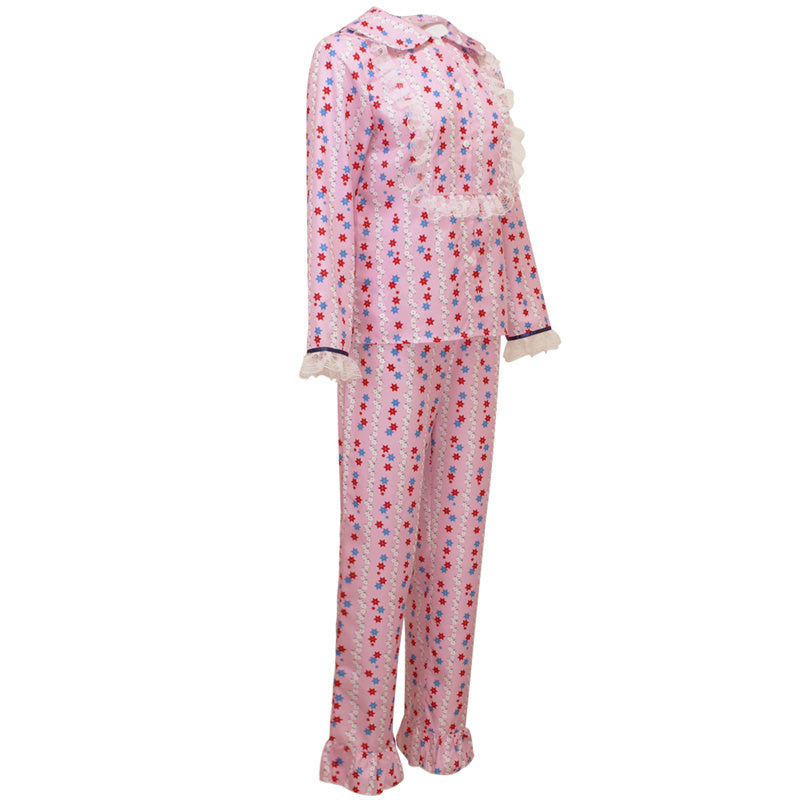 The Exorcist Regan Cosplay Costume Regan MacNeil Pink Top Pants Pajamas Halloween Outfit