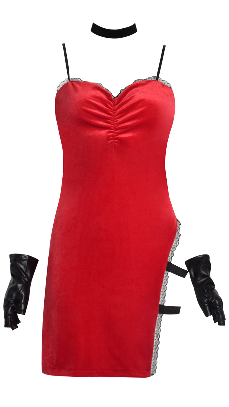 Resident Evil Elise Cosplay Costume Sexy Red Dress Halloween Party Sui Accosplay