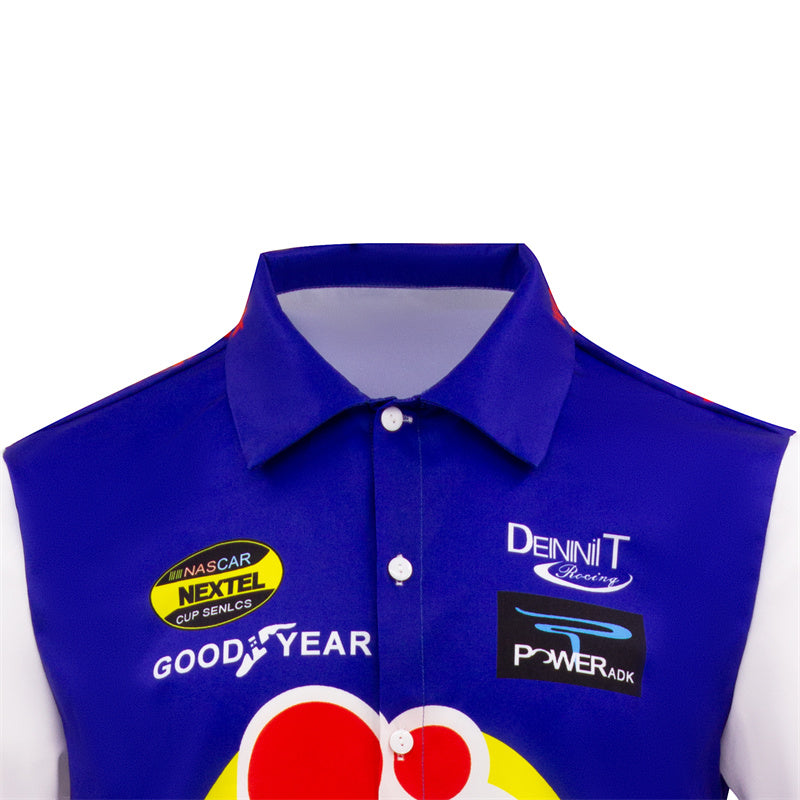 Ricky Bobby Shirt Talladega Nights Cosplay Costume Short Sleeve Blue Shirt Halloween Suit