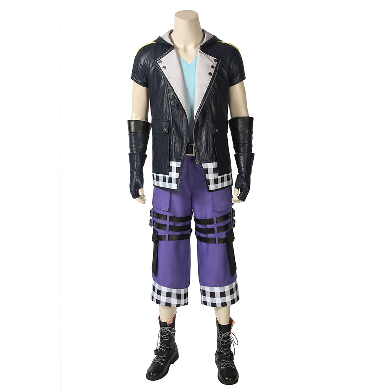Riku Cosplay Kingdom Heart 3 Halloween Costume Mens Purple Anime Uniform