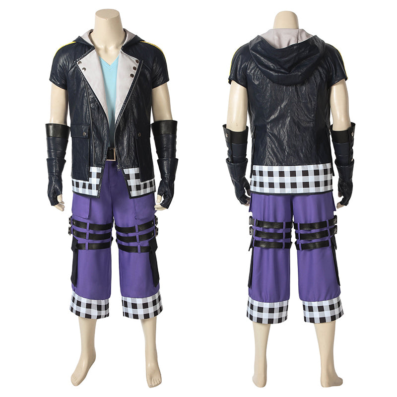 Riku Cosplay Kingdom Heart 3 Halloween Costume Mens Purple Anime Uniform