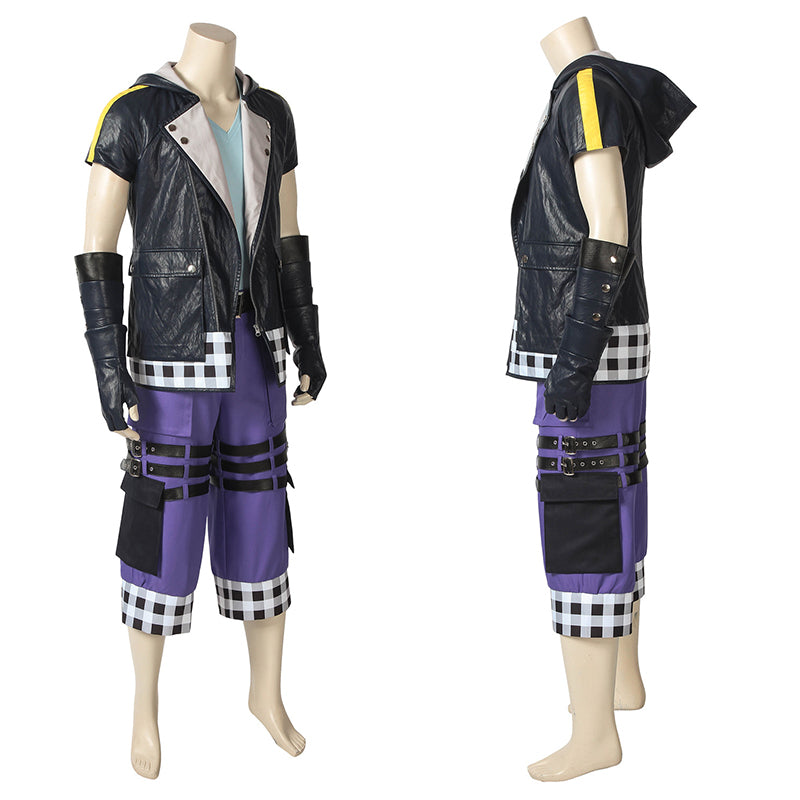 Riku Cosplay Kingdom Heart 3 Halloween Costume Mens Purple Anime Uniform