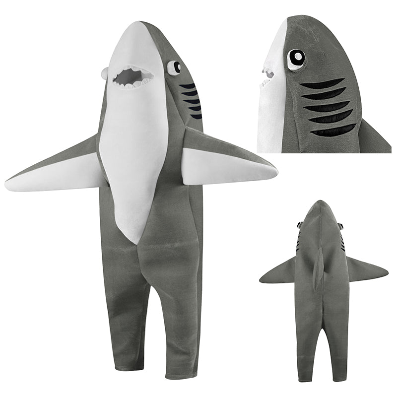 Shark Costume Adult Shark Onesie Shark Funny Fleece Jumpsuit Halloween Carnival Suit