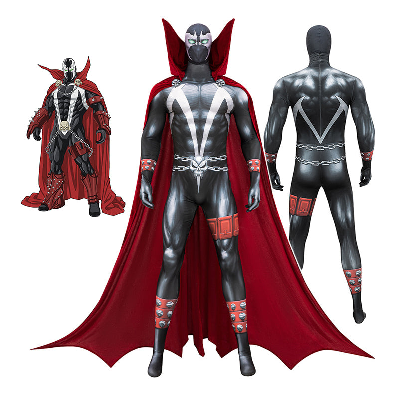 Spawn Cosplay Costumes Superhero Albert Simmons Jumpsuit with Cloak Halloween Outfit