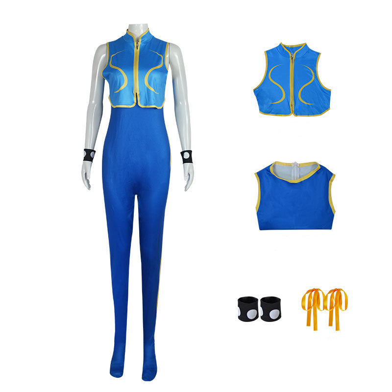 Street Fighter: The Legend of Chun-Li Cosplay Costume Sexy Bodysuit Halloween Party Suit