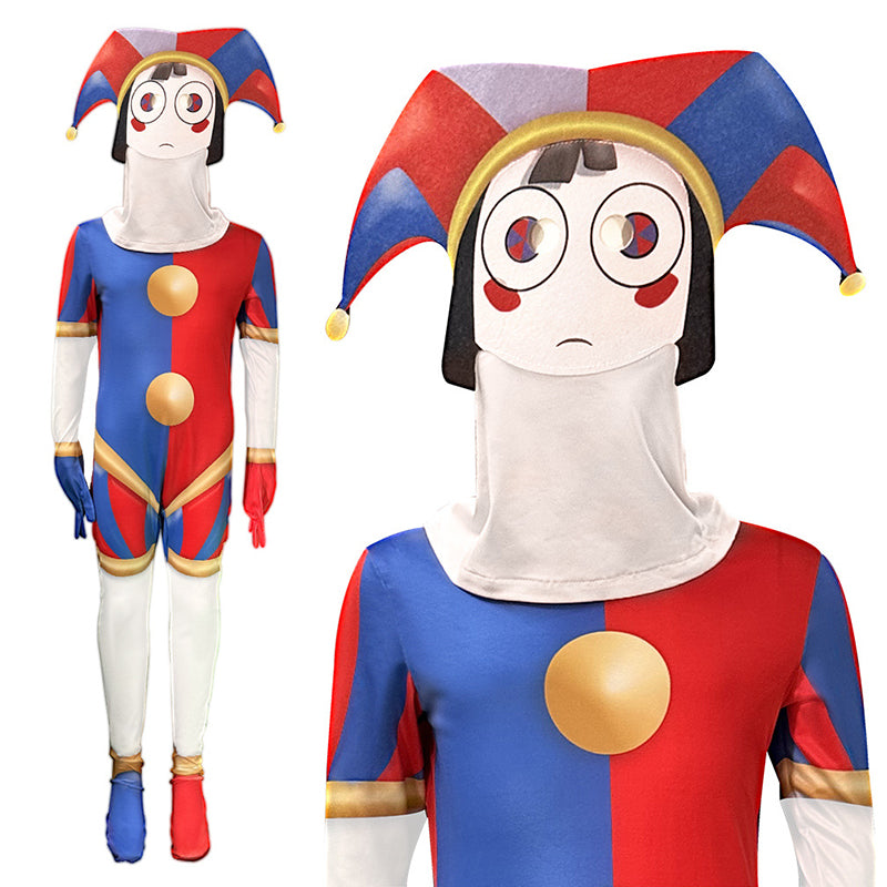 The Amazing Digital Circus Cosplay Costumes Cartoon Clown Pomni Jumpsuit Halloween Party Suit