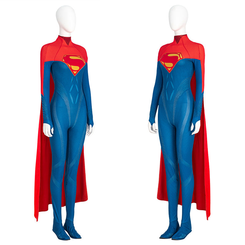 2023 Movie The Flash SuperGirl Cosplay Costumes Jumpsuit Cape Halloween Carnival Suit