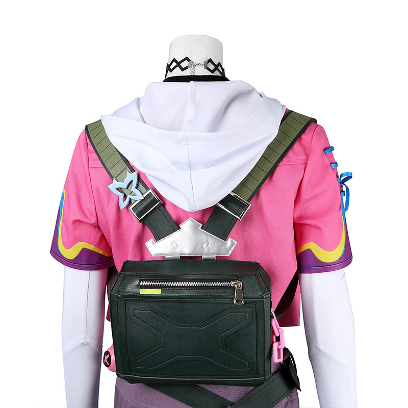 Valorant Clove Cosplay Costume Pink Clove Outfit Halloween Party Suit With Backpack