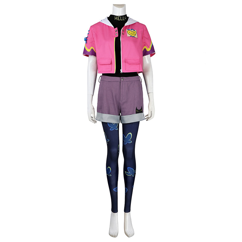 Valorant Clove Cosplay Costume Pink Clove Outfit Halloween Party Suit With Backpack