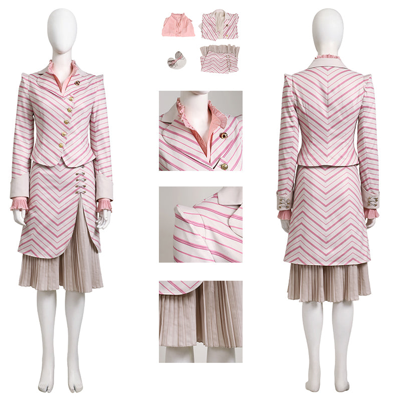 Glinda Wicked Witch  Pink Stripe Suit Halloween Costume Outfit ACcosplay