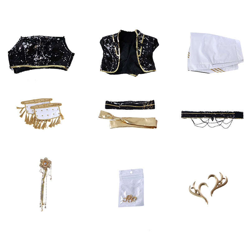 Kpop Demon Hunters Mira Cosplay Costume Golden Black Golden Dance Halloween Suit ACcosplay