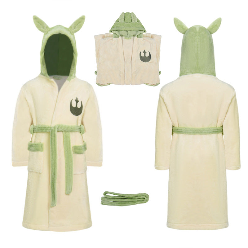 Star Wars Yoda Coral Velvet Pajamas Winter Bathrobe Cosplay Costume For Kids