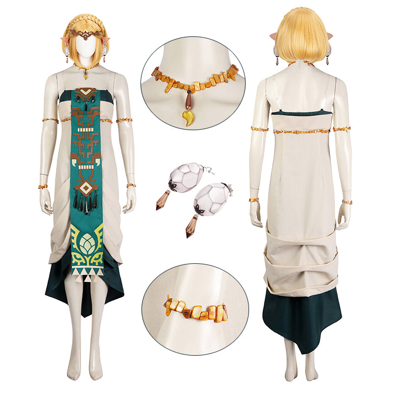 Princess Zelda Zonai Dress Game Tears of The Kingdom Cosplay Costume Halloween Suit