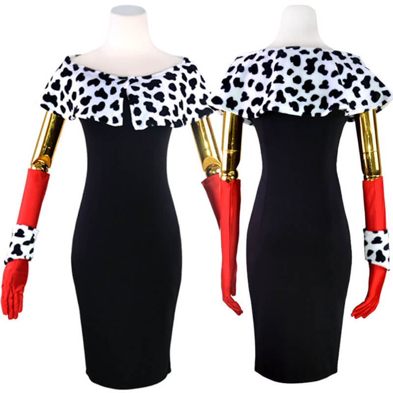 Evil Madame Cruella De Ville Costume 101 Dalmatian Ladies Womens Fancy Party Dress