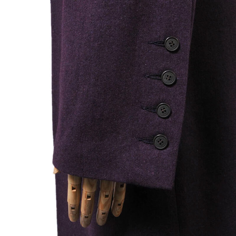 Doctor Who Cosplay Eleventh 11th Doctor Buttonless Purple Wool Frock Coat Costume - ACcosplay