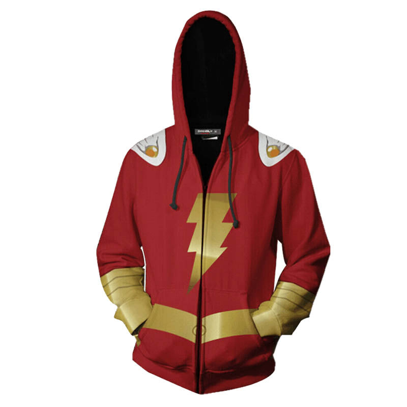 Shazam Billy Batson Captain Marvel 3D Printed Zipper Hoodie - ACcosplay