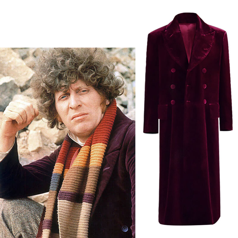 Doctor Who Fourth 4th Doctor Coat Double Breasted Velvet Cosplay Costume for Sale - ACcosplay