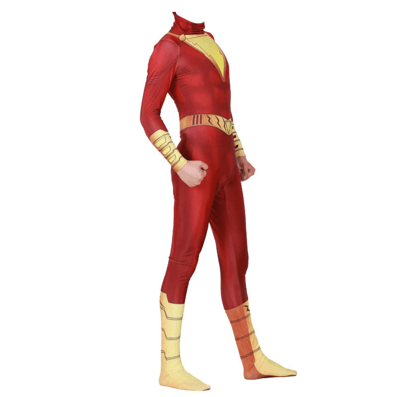 Shazam Billy Batson Captain Marvel Cloak Jumpsuit Cosplay Costume - ACcosplay