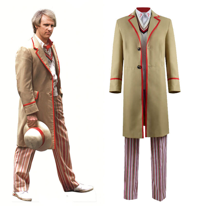 Doctor Who fifth 5th Doctor Cospaly Costume Beige Coat Full Set Outfit