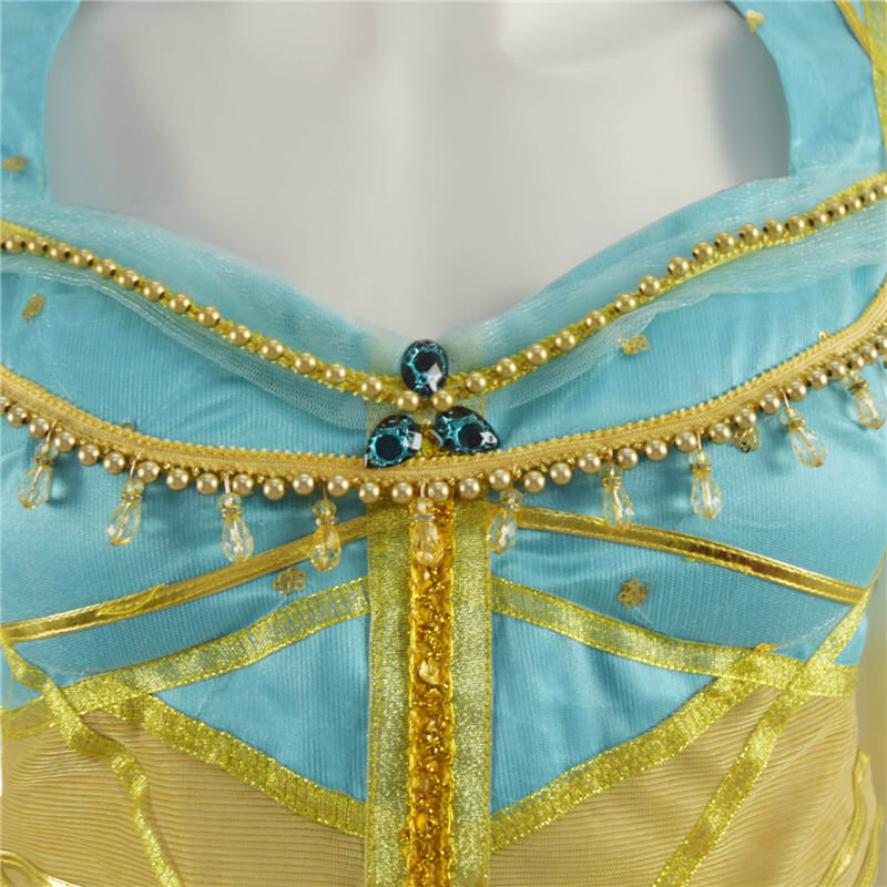 2019 Aladdin Jasmine Blue Dress Outfit Cospaly Costume Halloween Princess Dress 2019 Aladdin Jasmine Blue Dress Outfit Cospaly Costume Halloween Princess Dress