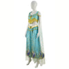 2019 Aladdin Jasmine Blue Dress Outfit Cospaly Costume Halloween Princess Dress