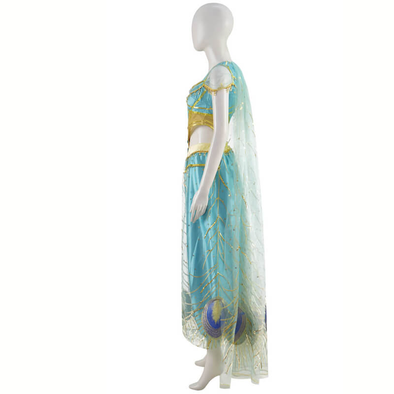 aladdin jasmine blue dress Aladdin 2019 Aladdin Inspired Outfits 2019 Aladdin Jasmine Blue Dress Outfit Cospaly Costume Halloween Princess Dress