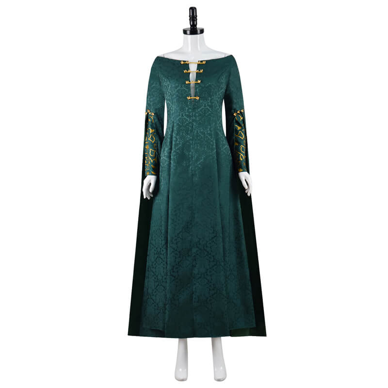 ACcosplay House of The Dragon Alicent Hightower Costume Green Cape Cosplay Dress Halloween Party Suit