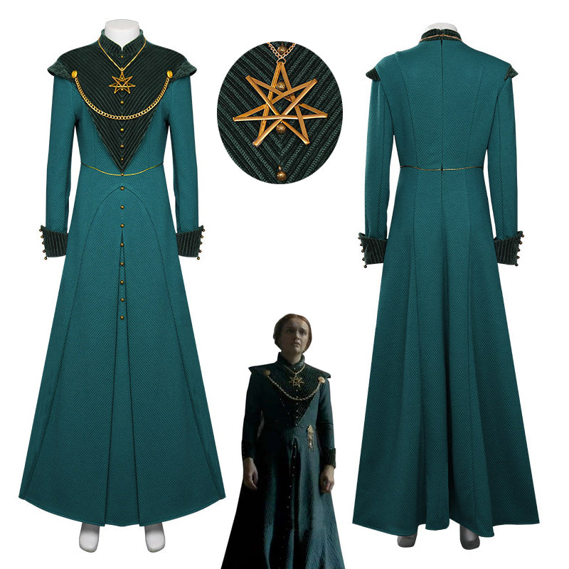 House of The Dragon Alicent Hightower Cosplay Costume Princess Long Dress Halloween Carnival Suit