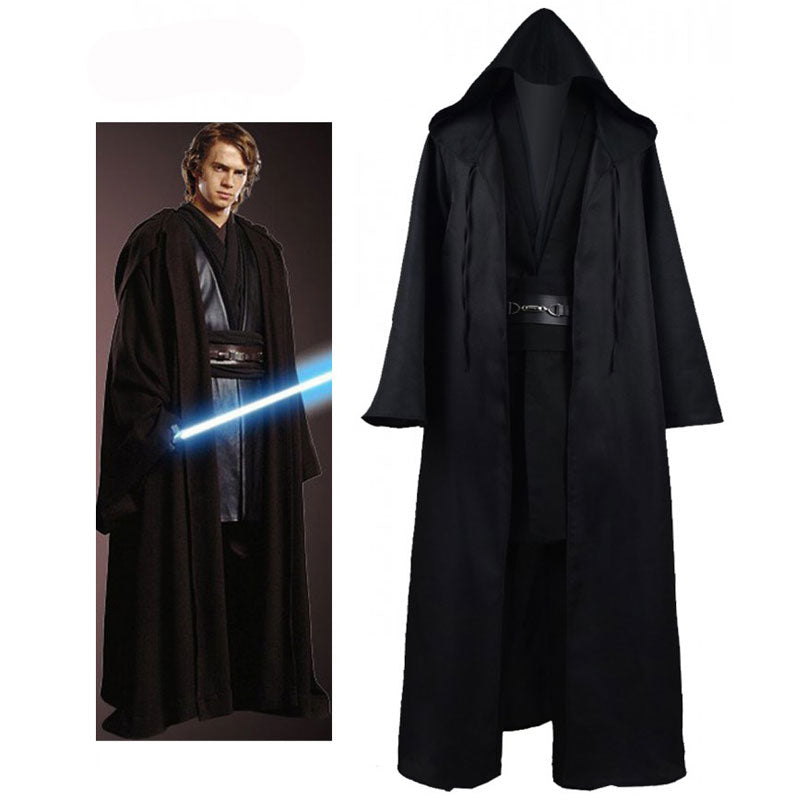 ACcosplay Anakin Skywalker Star Wars Jedi Cosplay Outfit Black Robe Costume - ACcosplay