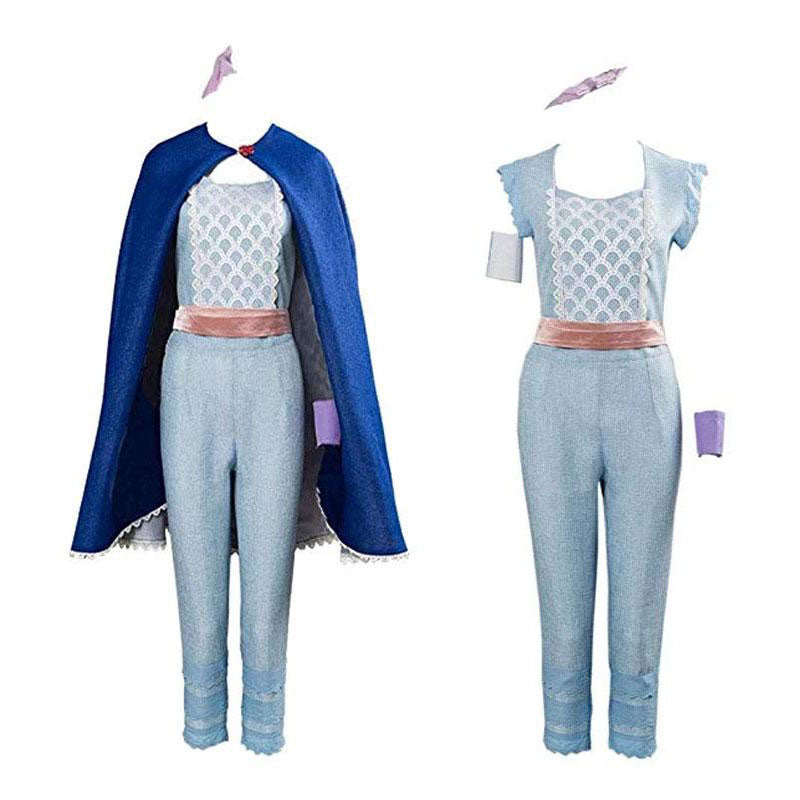 2019 Toy Story 4 Bo Peep Light Blue Suit Cape Costume Outfit Adult Halloween Cosplay