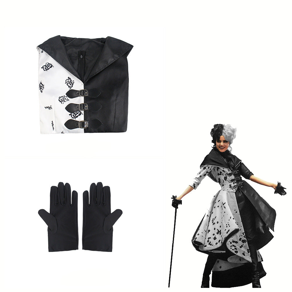 Cruella Costumes 2021 Easy Cosplay Cruella de Vil Halloween Women Costumes(Simply Version)