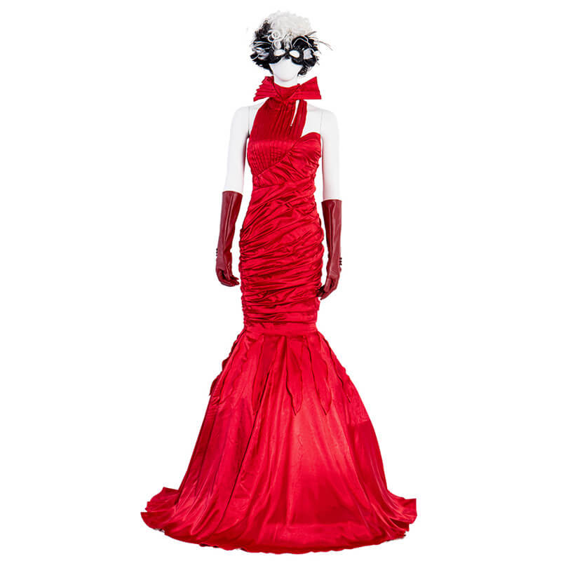 2021 Cruella De Vil Red Dress Emma Stone Cruella Devil Cosplay Wig Costumes ACcosplay