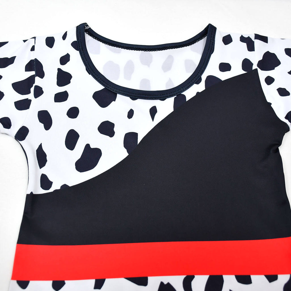 Kids Cruella Dress 2021 Cruella Dalmatian Dress Girls Halloween Cosplay Costumes ACcosplay