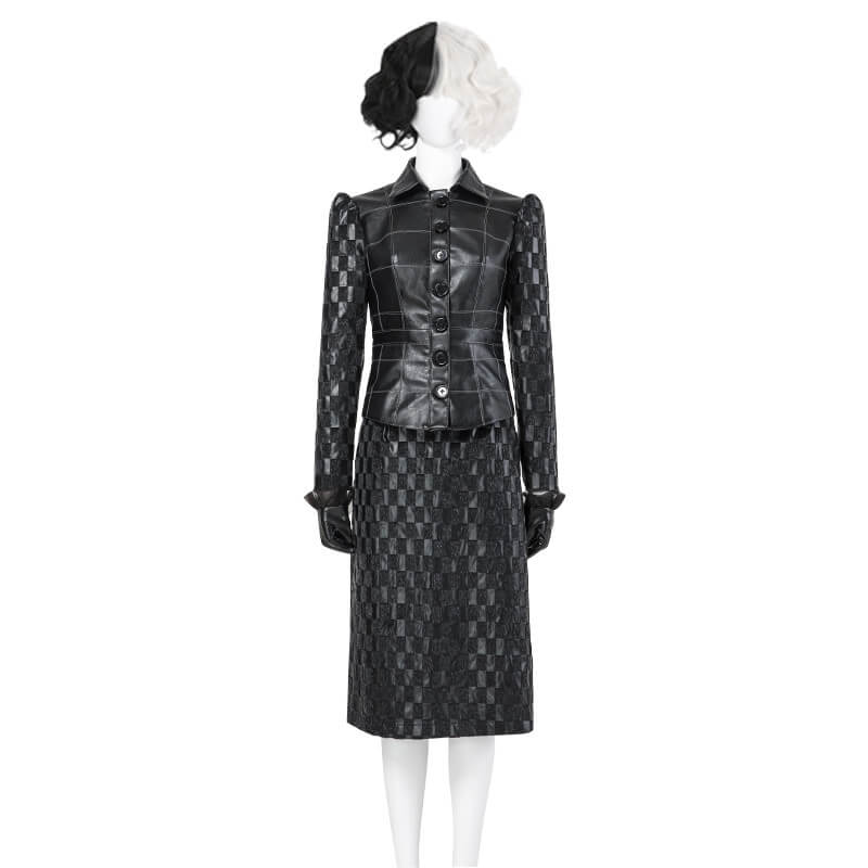 Cruella 2021 Cosplay Cruella de Vil Costumes Halloween Cruella Devil Uniform Suit, XS / Full Set
