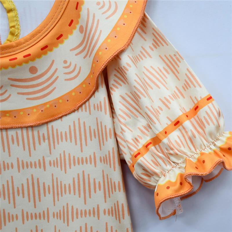 encanto orange dress Girls' Encanto Dress with Bags Mirabel Isabela Luisa Madrigal Cosplay Costume Flower Girl Dress Vacation Dress Cute Movie Cosplay Outfit Children's Day Halloween Masquerade World Book Day Costumes 2026