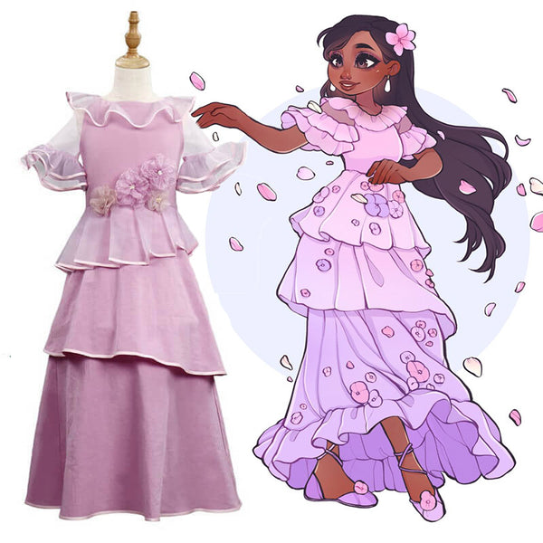 Kids Encanto Isabela Madrigal Dress Girls Isabela Cosplay Costumes ACcosplay, 140cm