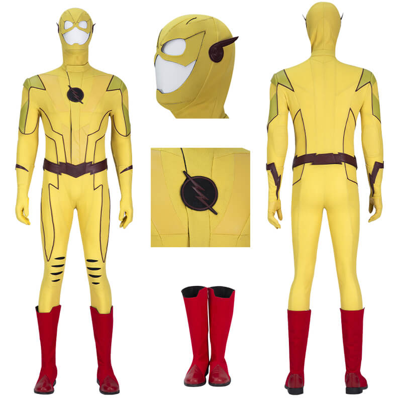 The Flash Season 8 Reverse Flash Costume Eobard Thawne Cosplay Yellow Jumpsuit Halloween Suit