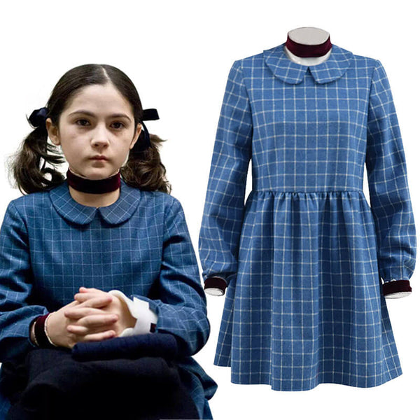 Girls Halloween Costume Esther Orphan Blue Plaid Dress Adults Women Cosplay, Women Costume / XS